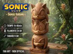Sonic Tails Knuckles Wooden Totem SONIC