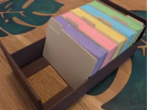 Index card box with separators multiple sizes