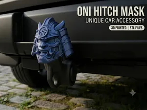 Oni Samurai Mask Trailer Hitch Cover / Tow Bar Cap