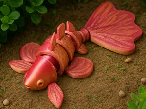 Cute Articulated Goldfish Toy in Red and Gold
