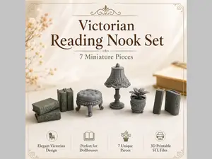 Victorian Reading Nook Set 7 Mini Decor Pieces