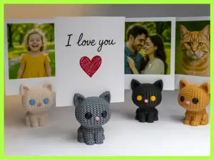 Knitted Kitty Photo Holder - Multipart