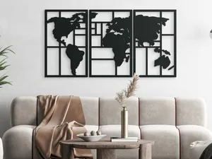 World Map Multi Panel 3D Wall Art