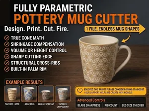 Pottery Straight Mug Cutter - Fully Parametric