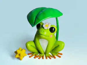 Cute frog with flower