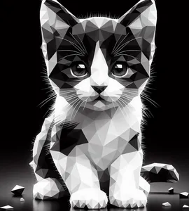 Cute kitten in low poly style (Hueforge)