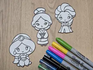 Kawaii Chibi Princess Coloring Craft Pack