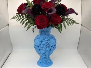 Gothic Skulls & Roses Ornate Vase