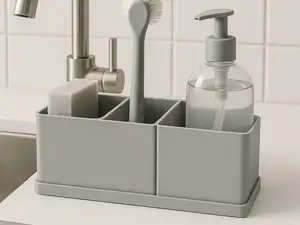 Modern Rectangular Sink Caddy with Drain Holes