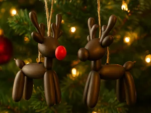 Balloon Reindeer & Rudolph Ornament