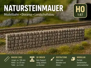 Natursteinmauer H0 (1:87) – Segment für Modellbahn