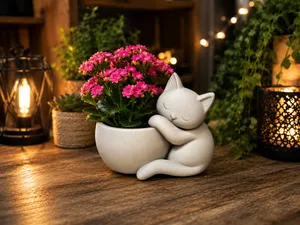 Sleeping Cat Planter-Cute Cat Flower Pot
