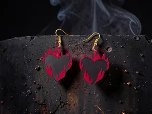 Burning heart earrings