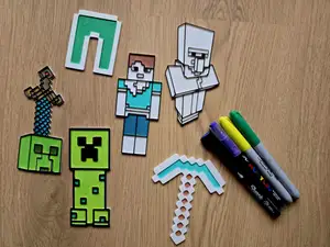 Minecraft Creeper Steve Pickaxe DIY Coloring Pack