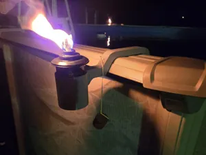 metal pool rail tiki torc holder