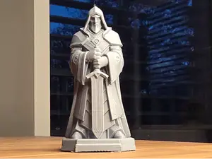 Hooded Paladin Cleric Statue | Sword Guardian