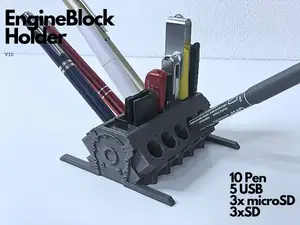 V10 Engine Block Pen Holder (USB, SD, microSD)