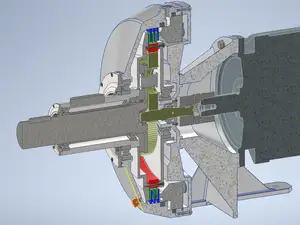 Complete planetary gearbox with hydraulic brake