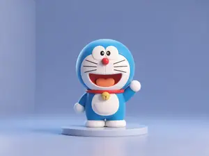 挥手的哆啦a梦-机器猫叮当猫-可爱动漫玩具手办