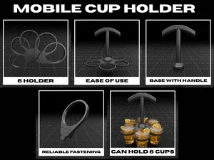 MOBILE CUP HOLDER – Carry Up to 6 Drinks with Ease