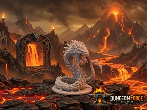 Magma Serpent Miniature – Lava Dragon Boss for DND