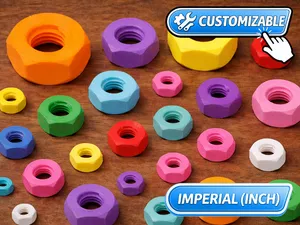 Imperial Nut Parametric Generator (#0 to 2")