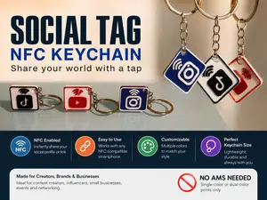 Custom NFC Social Tag Keychain NO AMS