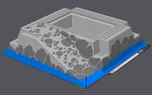 Bricks Baseplate Raised Rocks Gray / Blue