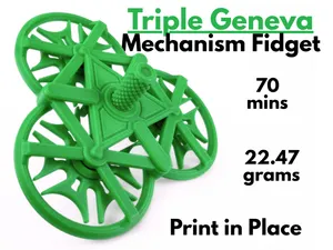 Triple Geneva Mechanism Fidget (Print in Place)