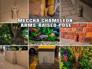 Meccha Chameleon: Arms-Raised Pose Character
