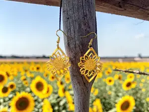 Sunflower in the rhombus earrings