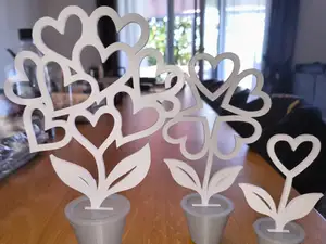 Heart Flower Trio – Decorative Garden or Gift Set