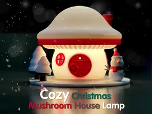 Cozy Christmas Mushroom House Lamp