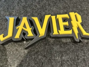 Nombre Javier – Cartel 3D estilo magia decoración