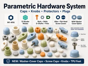 Parametric Nut Caps & Knobs System UPDATE
