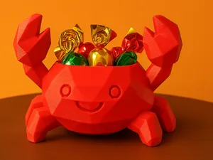 低多边形螃蟹糖果碗