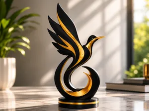 Golden Flight – Elegant Hummingbird Desk Decor