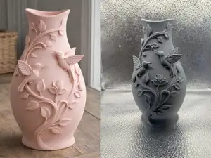 Hummingbird Floral Vase Elegant Nature Home Decor