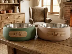 Fuzzy - Textured Personalized Pet Bowl Stand