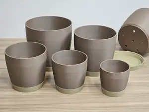 Simple planter pot with saucer (multiple size)