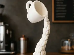 Floating Coffee Cup Sculpture – Surreal Decor