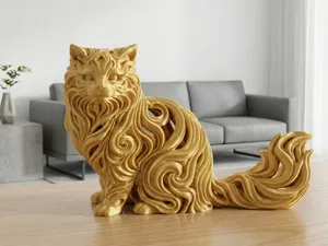 Escultura de gato Persa sentado