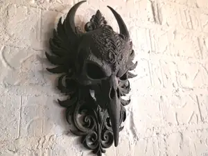 Gothic Raven Skull Wall Hang