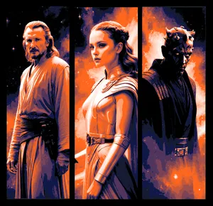 Star Wars Characters Padme Amidala, Darth Maul and Qui-Gon Jinn - Fan art set of 3 Bookmarks