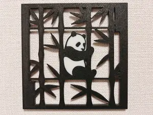 Cute Japanese Panda Wall Panel - Zen Bamboo Decor