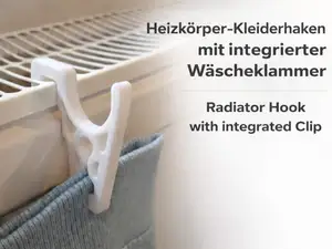 Heizkörperhaken mit integrierter Wäscheklammer