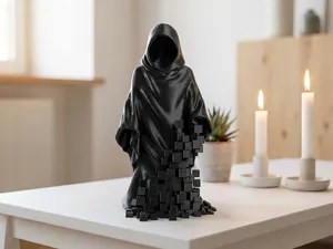 Pixel Grim Reaper Sculpture – Abstract Art Figure