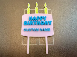 Happy Birthday Cake-Topper with Customizable Name