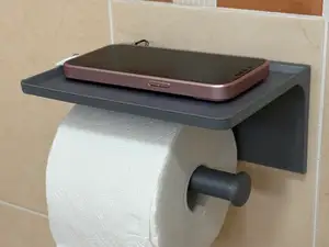 Toilet Roll Holder with Shelf (large version)