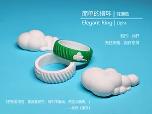 轻薄的，可佩戴的，可旋转的，一体打印的，悠闲自在主题，放下执念，破执，拒内耗的，简单的指环